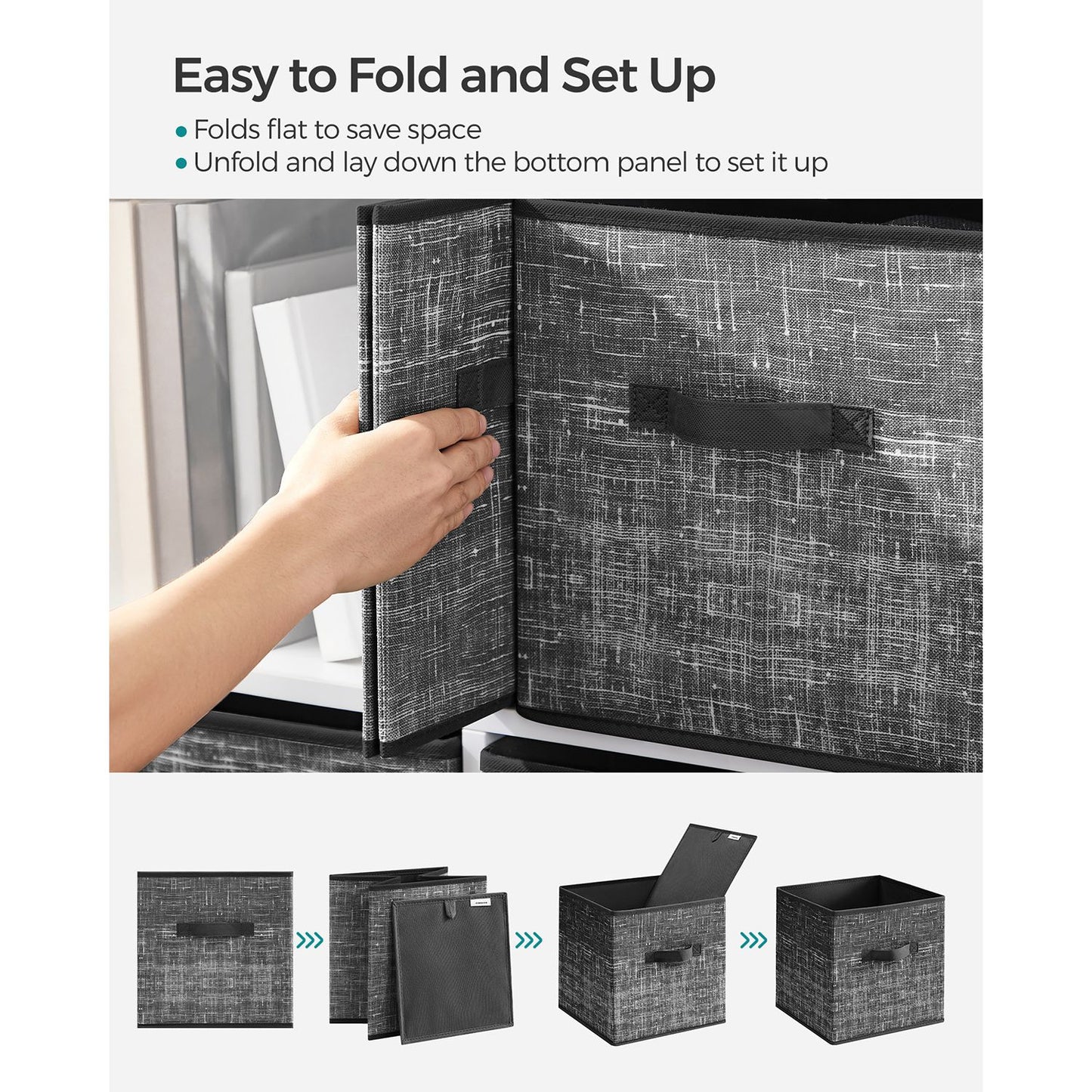 Non-Woven Fabric Storage Cubes with Double Handles - HWLEXTRA 
