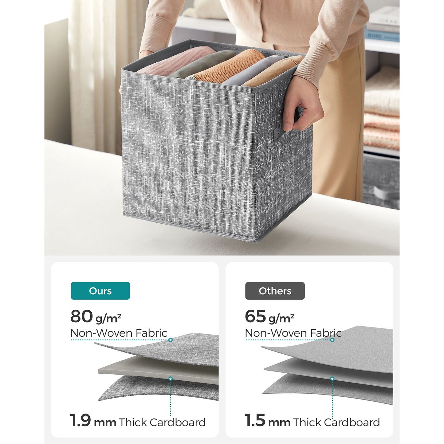 Non-Woven Fabric Storage Cubes with Double Handles - HWLEXTRA 