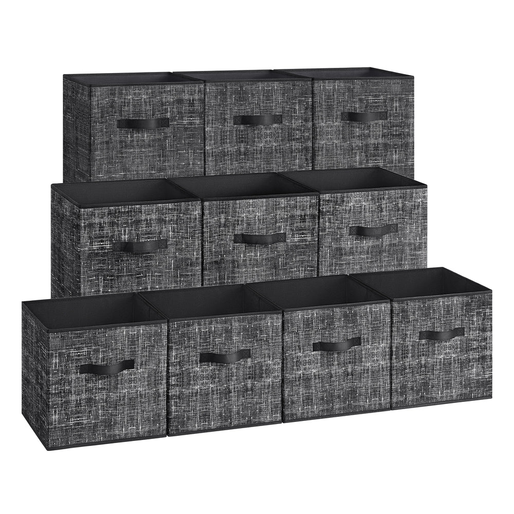 Storage Cubes, 11-Inch Non-Woven Fabric Bins with Double Handles, Set of 10, Closet Organizers for Shelves, Foldable, for Clothes, Cattail Gray - image 10