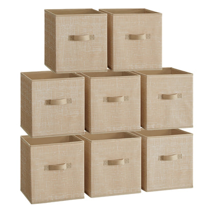 Set of 8 Foldable Storage Cubes - Sand Beige / S(10.2''L x 10.2''W x 11''H )