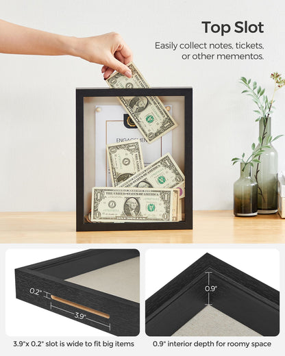 8x10 Black Box Frame Display Case with Top Slot and Stick Pins