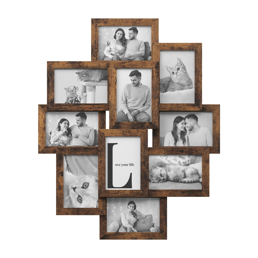 Collage Picture Frames, 4 x 6 Inches for 10 Photos, Assembly Required, Collage Multiple Photos, Glass Front