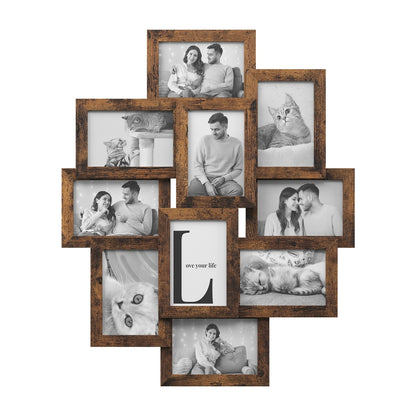 Collage Picture Frames, 4 x 6 Inches for 10 Photos, Assembly Required, Collage Multiple Photos, Glass Front
