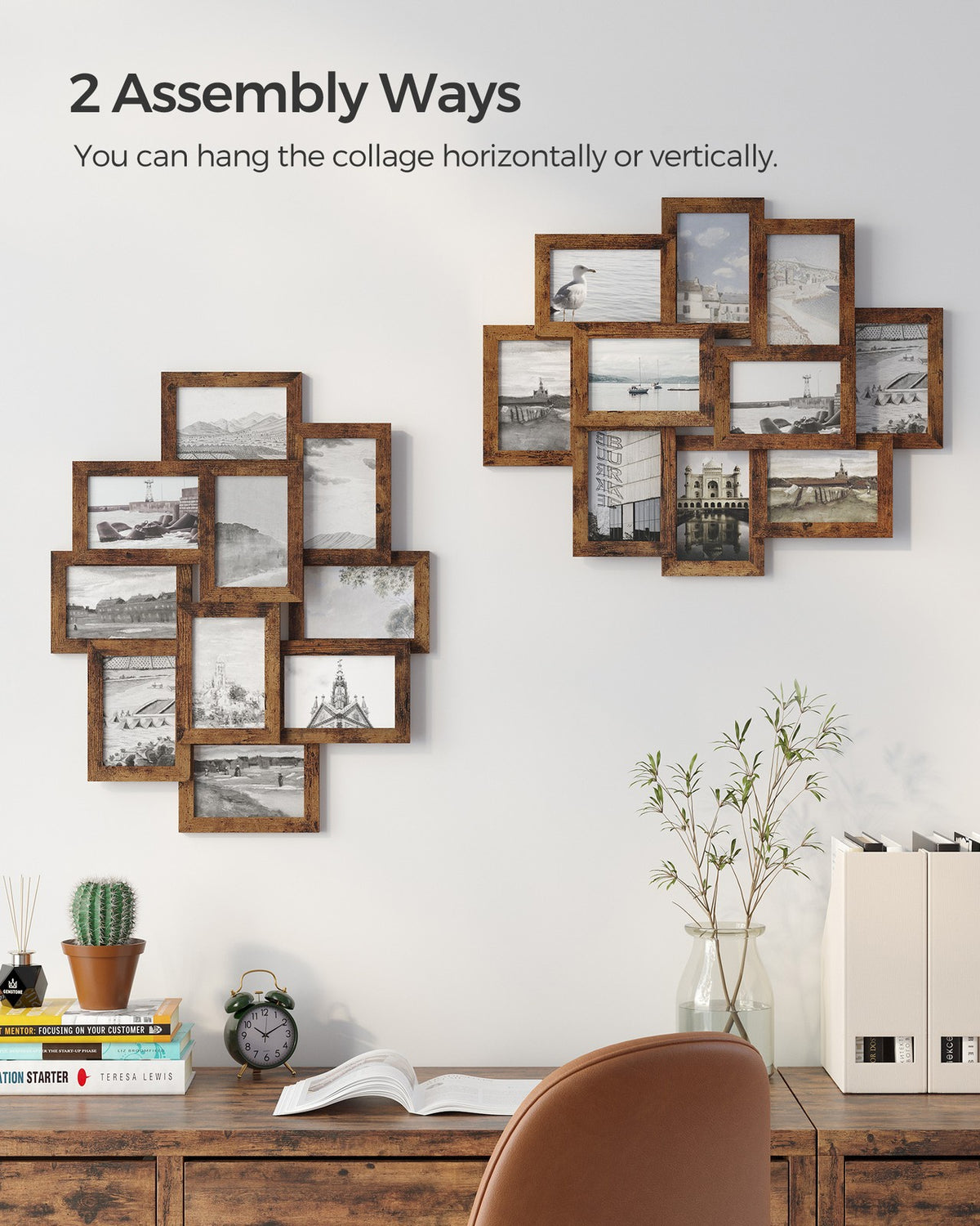 Collage Picture Frames, 4 x 6 Inches for 10 Photos, Assembly Required, Collage Multiple Photos, Glass Front
