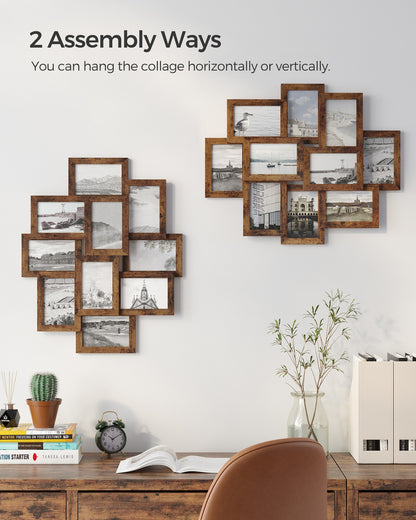 Collage Picture Frames, 4 x 6 Inches for 10 Photos, Assembly Required, Collage Multiple Photos, Glass Front