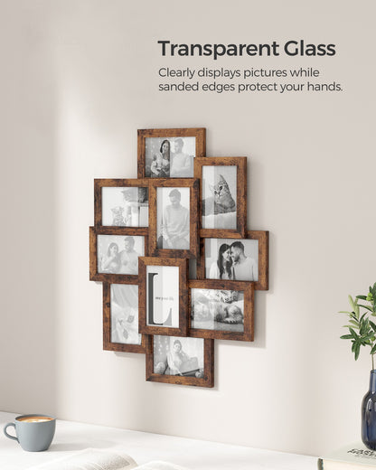 Collage Picture Frames, 4 x 6 Inches for 10 Photos, Assembly Required, Collage Multiple Photos, Glass Front