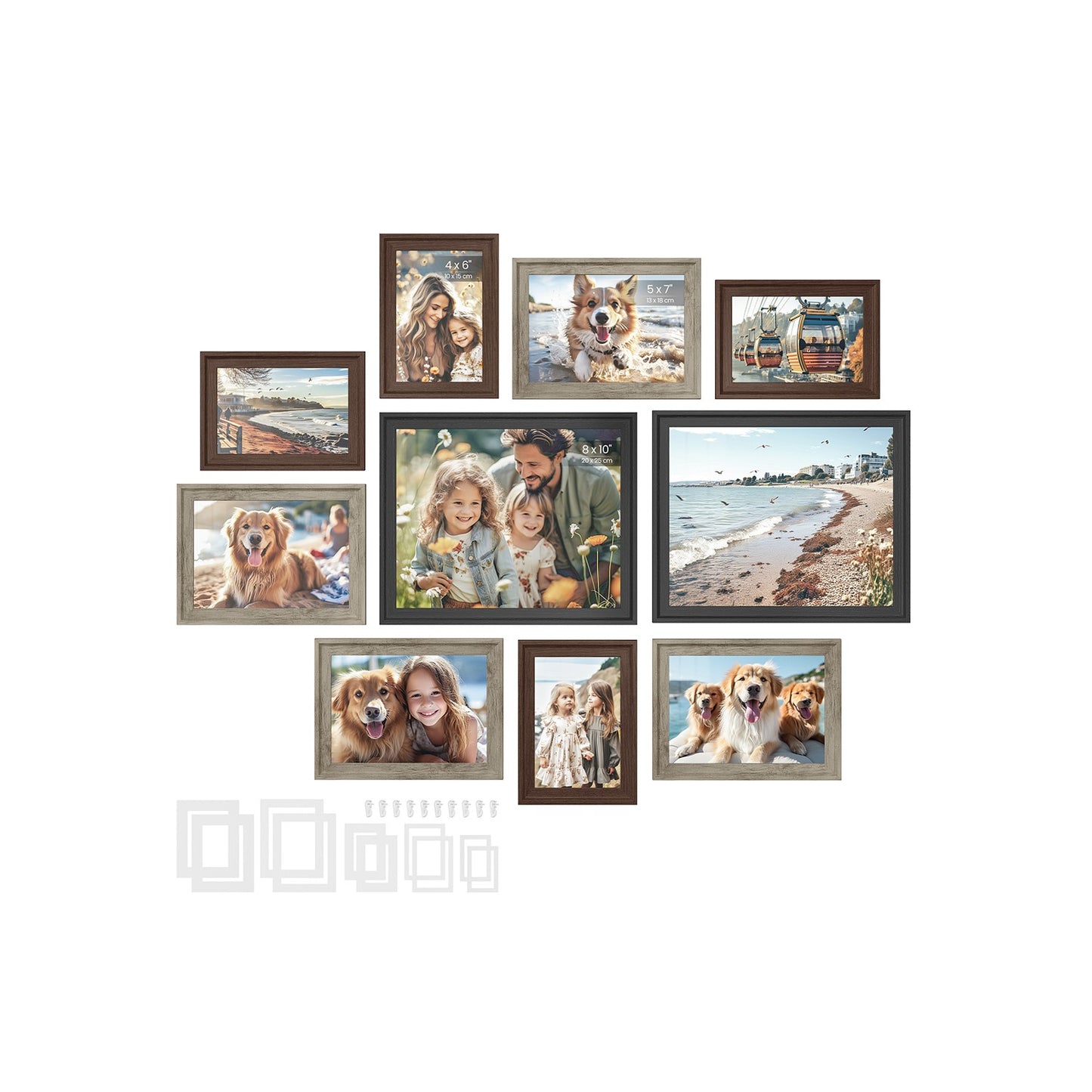 Picture Frames with 16 Mats, Set of 10 Collage Photo Frames - image 2