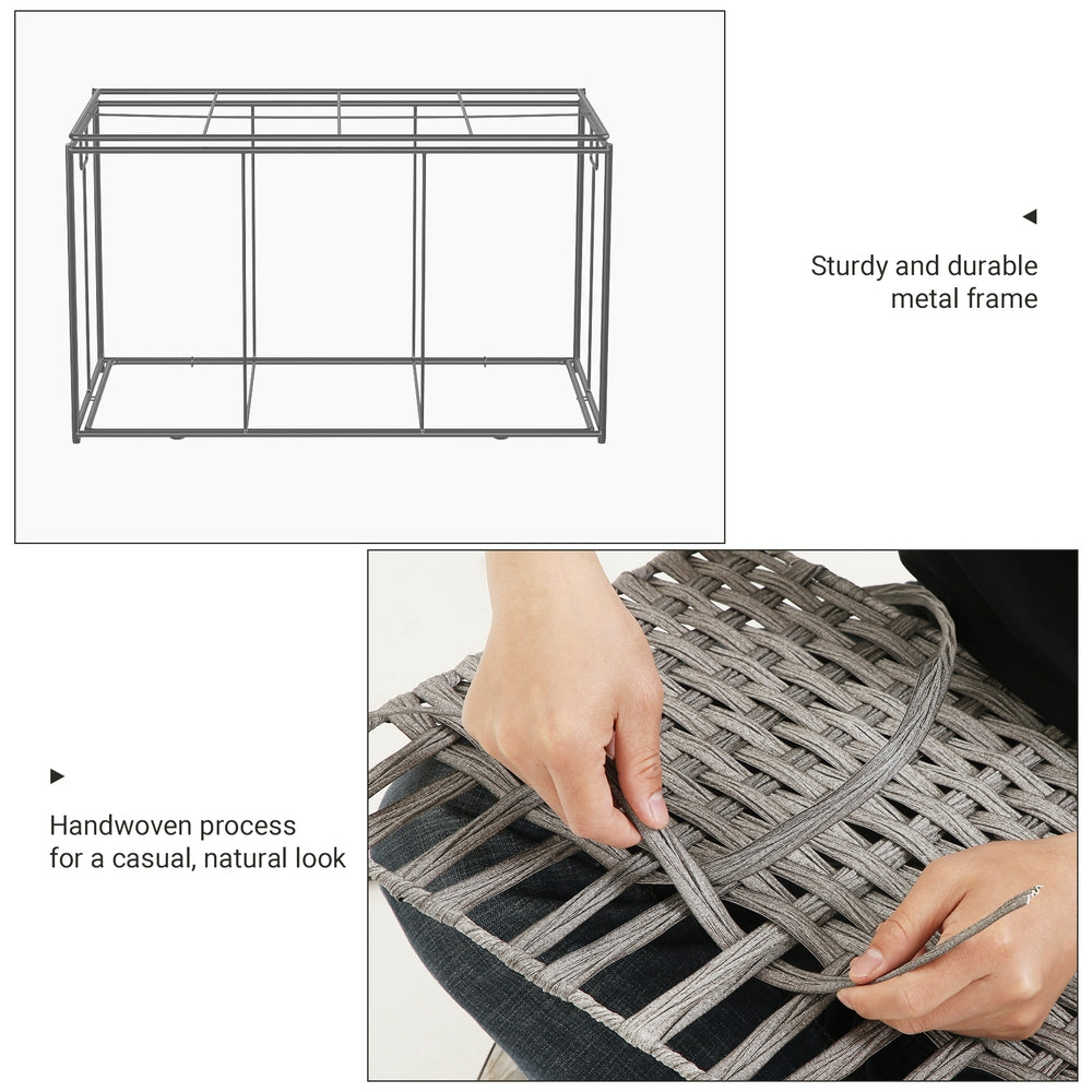 Storage Box with Cotton Liner, Rattan-Style Storage Basket, Storage Trunk with Lid and Handles, 29.9 x 17.1 x 18.1 Inches