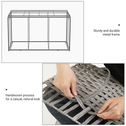 Storage Box with Cotton Liner, Rattan-Style Storage Basket, Storage Trunk with Lid and Handles, 29.9 x 17.1 x 18.1 Inches
