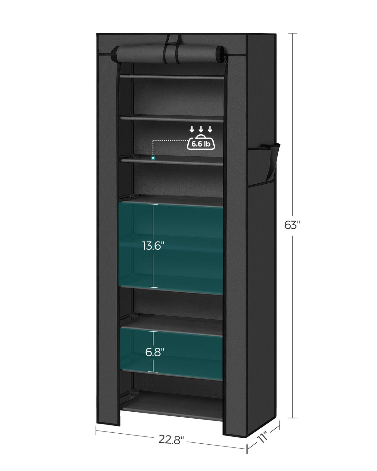 10-Tier Shoe Tower Rack with Cover 27-Pair Space Saving Shoe Storage Organizer Black