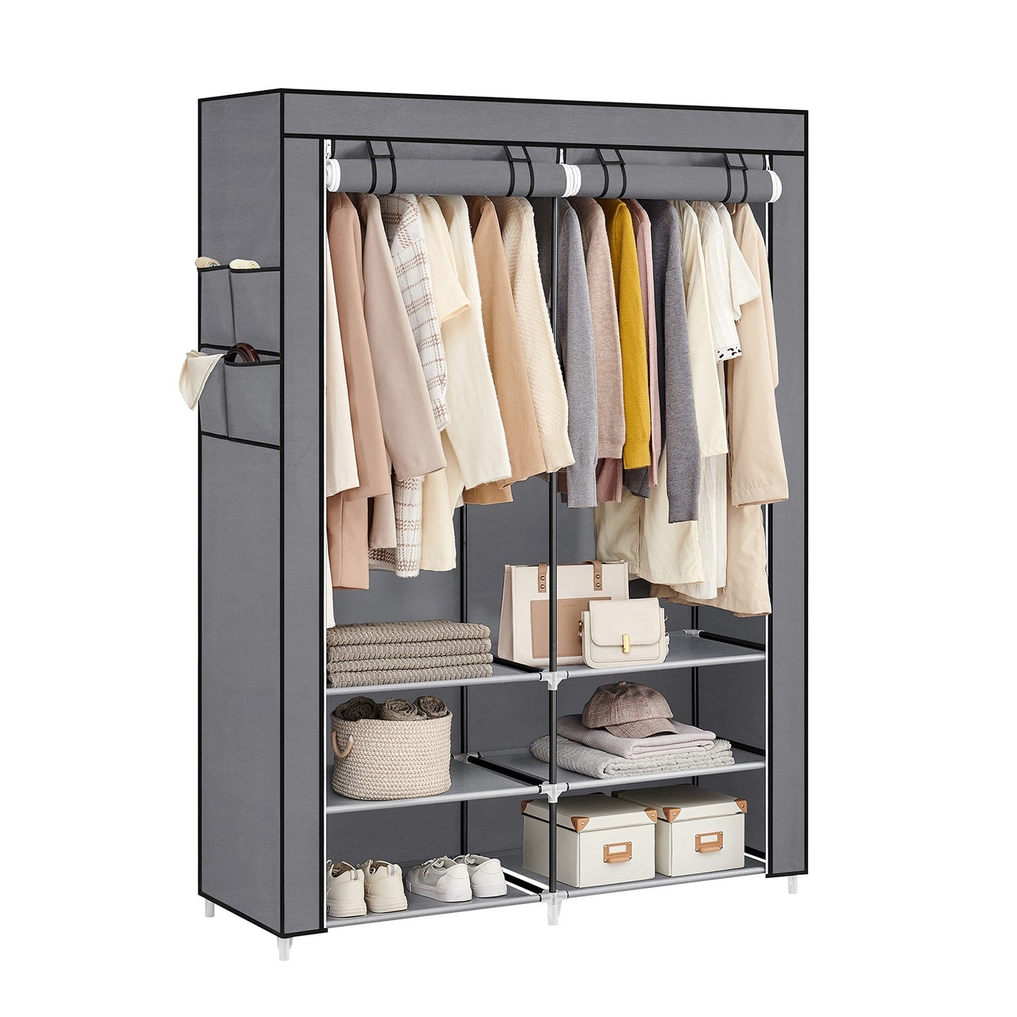 Portable Closet Wardrobe with Shoe Rack and Cover - image 2