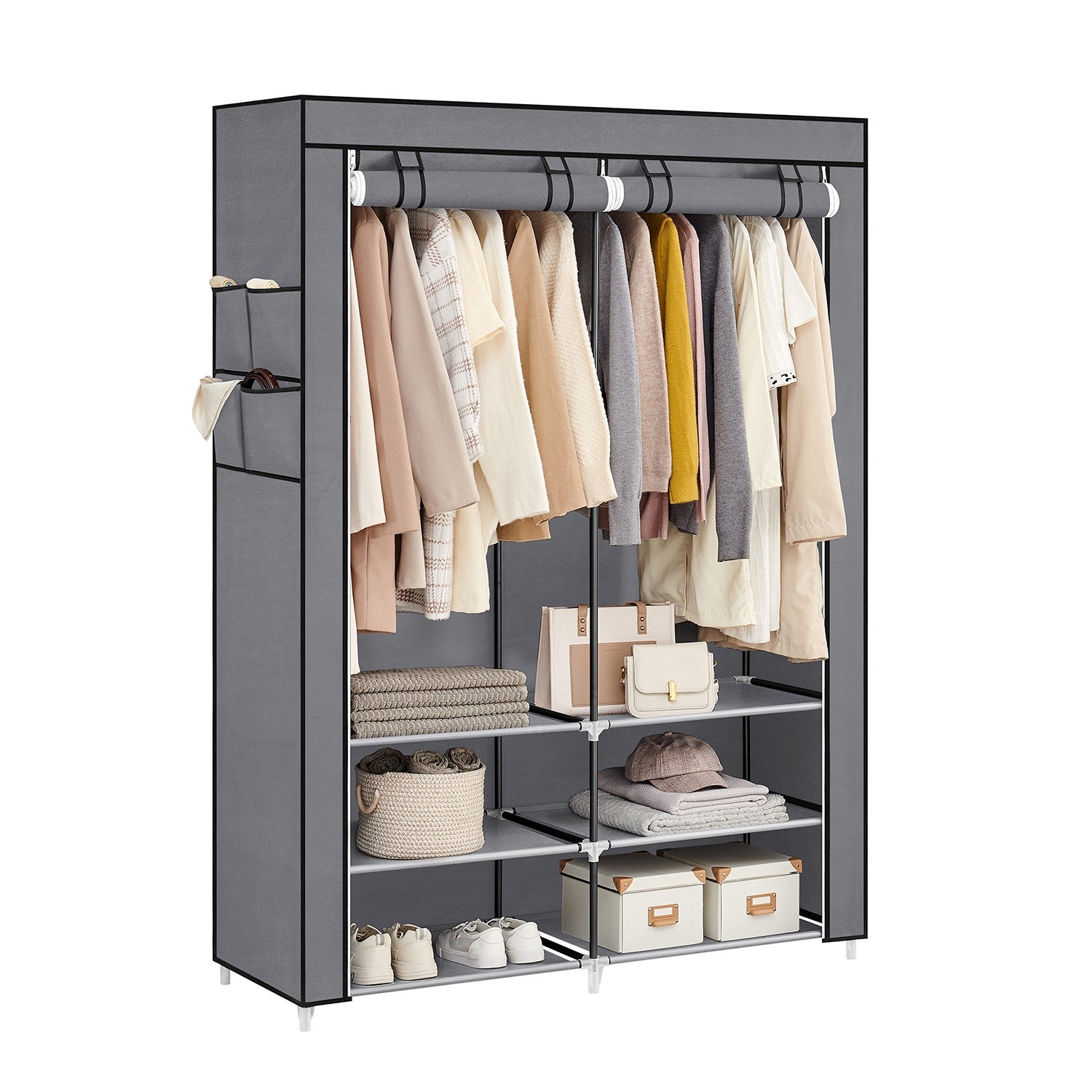 Portable Closet Wardrobe with Shoe Rack and Cover - image 2