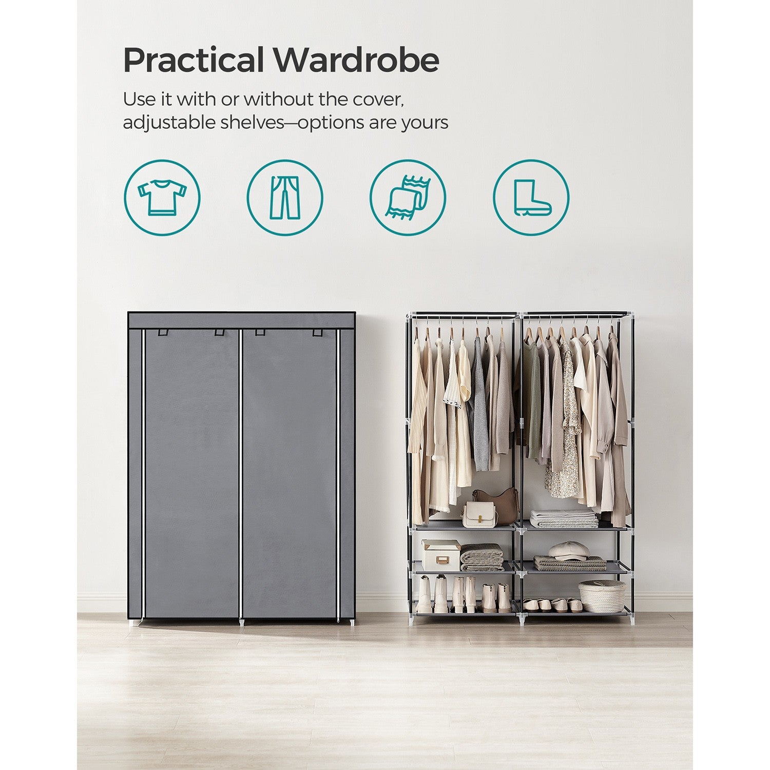 Portable Closet Wardrobe with Shoe Rack and Cover - image 4