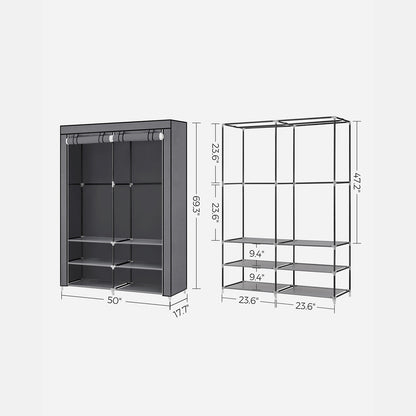 Portable Closet Wardrobe with Shoe Rack and Cover - image 8