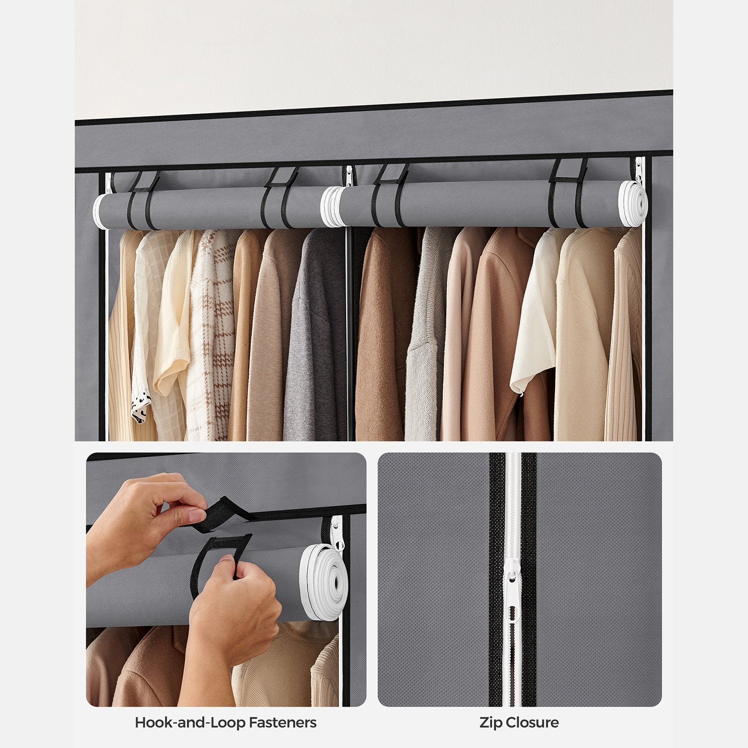 Portable Closet Wardrobe with Shoe Rack and Cover - image 10