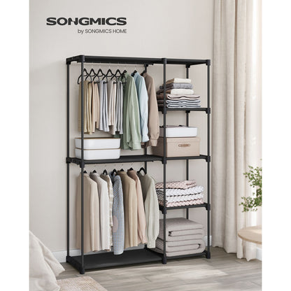 Kleiderschrank offen mit Kleiderstangen 43 x 124 x 182 cm schwarz