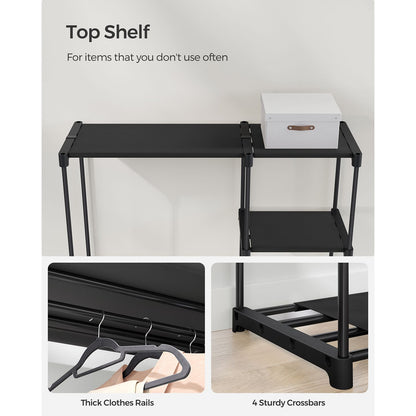 Kleiderschrank offen mit Kleiderstangen 43 x 124 x 182 cm schwarz