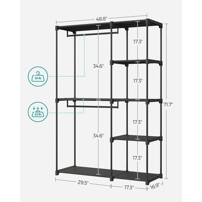 Kleiderschrank offen mit Kleiderstangen 43 x 124 x 182 cm schwarz