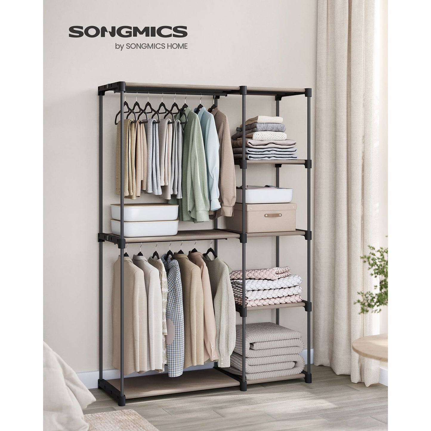 Kleiderschrank offen mit Kleiderstangen 43 x 124 x 182 cm schwarz