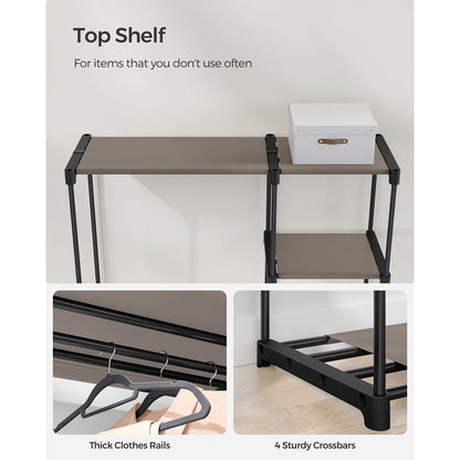 Kleiderschrank offen mit Kleiderstangen 43 x 124 x 182 cm schwarz
