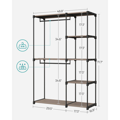 Kleiderschrank offen mit Kleiderstangen 43 x 124 x 182 cm schwarz