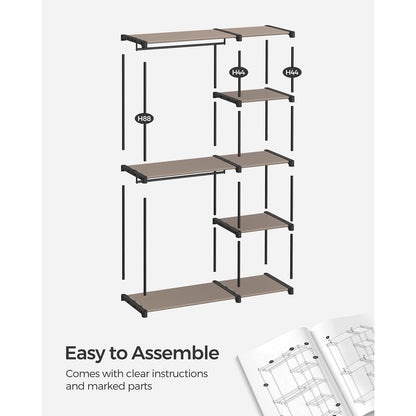 Kleiderschrank offen mit Kleiderstangen 43 x 124 x 182 cm schwarz