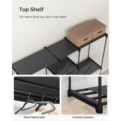 Freestanding Closet Organizer with Shelves, Hanging Rods