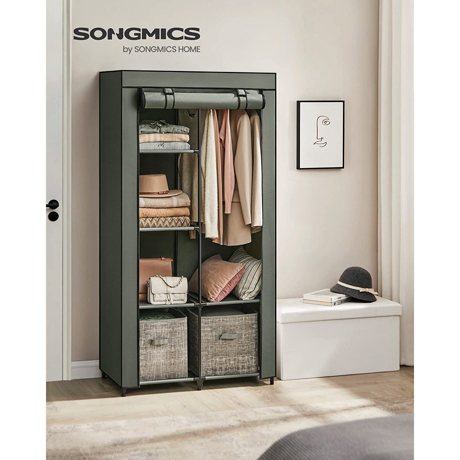 Large Capacity Wardrobe Closet Organizer with 6 Shelves - image 3