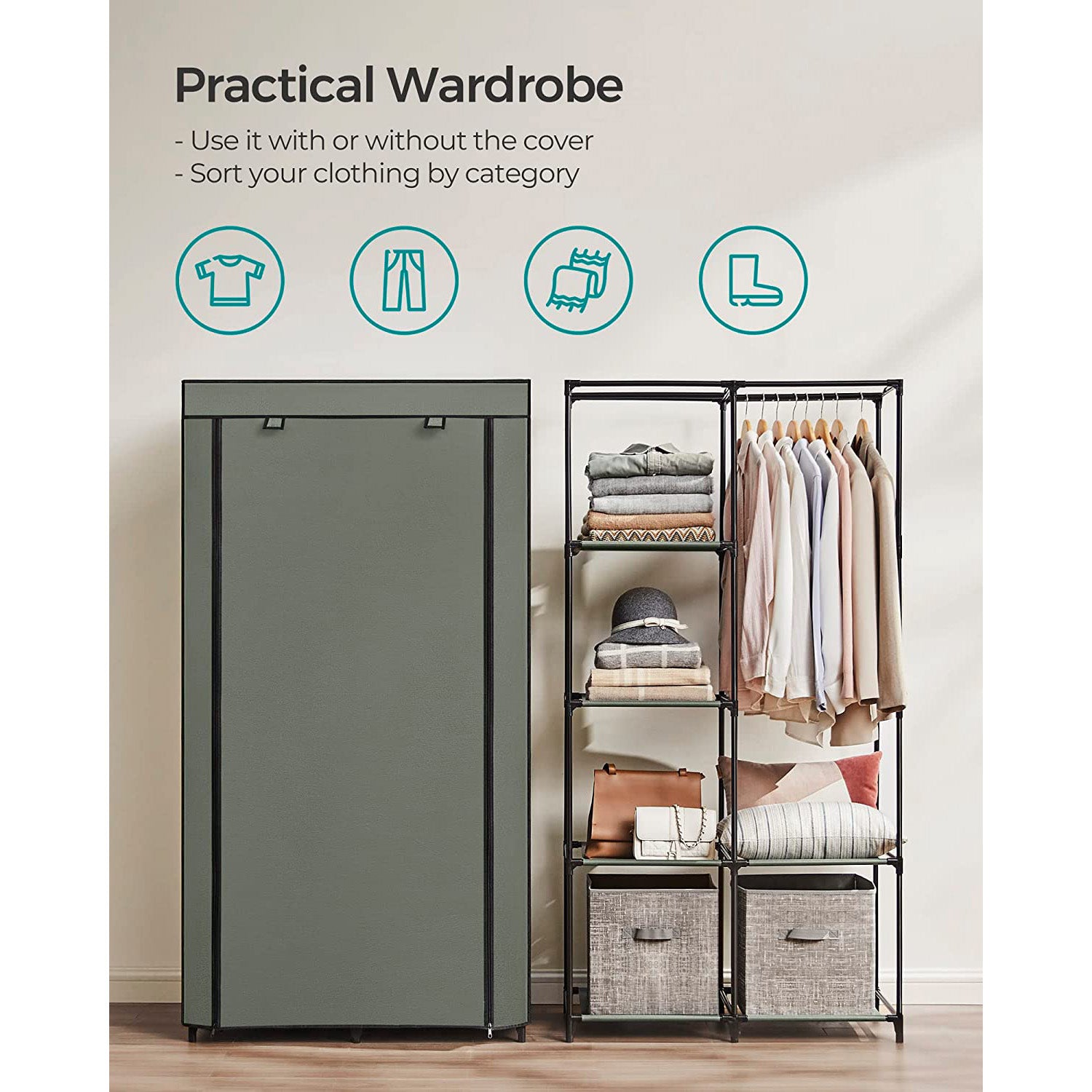 Large Capacity Wardrobe Closet Organizer with 6 Shelves - image 9