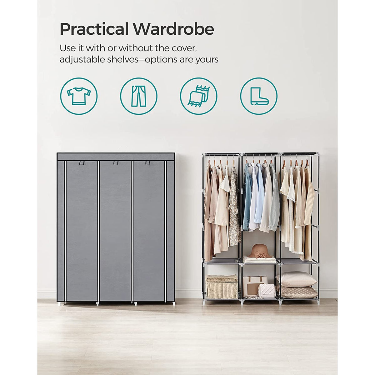Wardrobe Closet Organizer with Cover