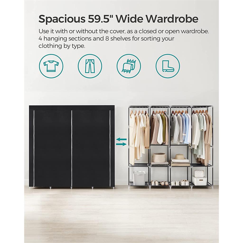 Portable Closet with 4 Hanging Rods and Shelves - image 5