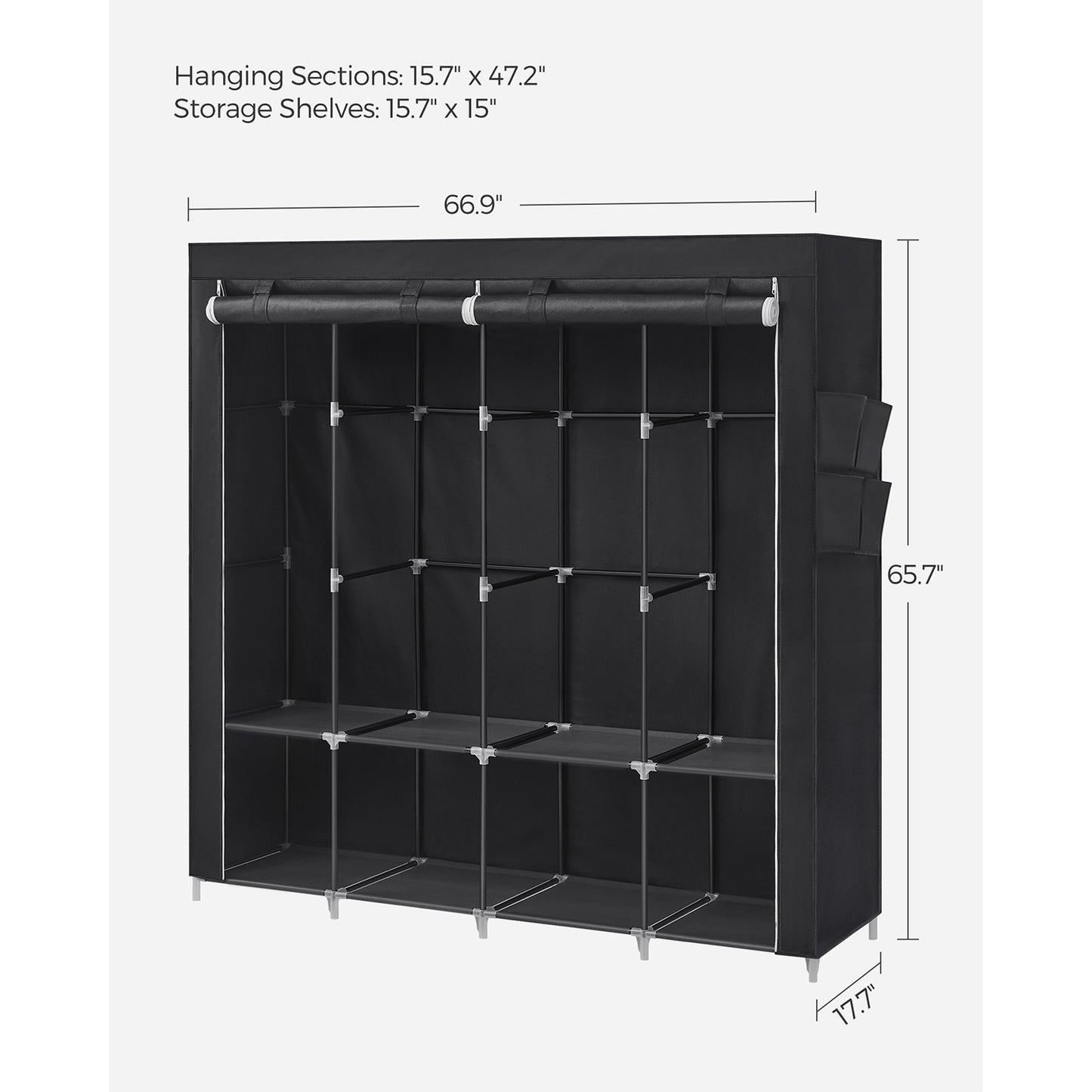 Portable Closet with 4 Hanging Rods and Shelves - image 9