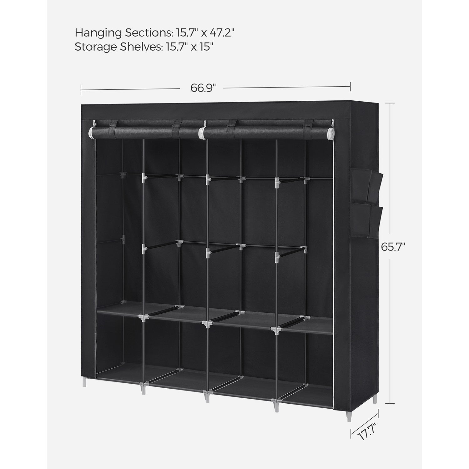 Portable Closet with 4 Hanging Rods and Shelves - image 9