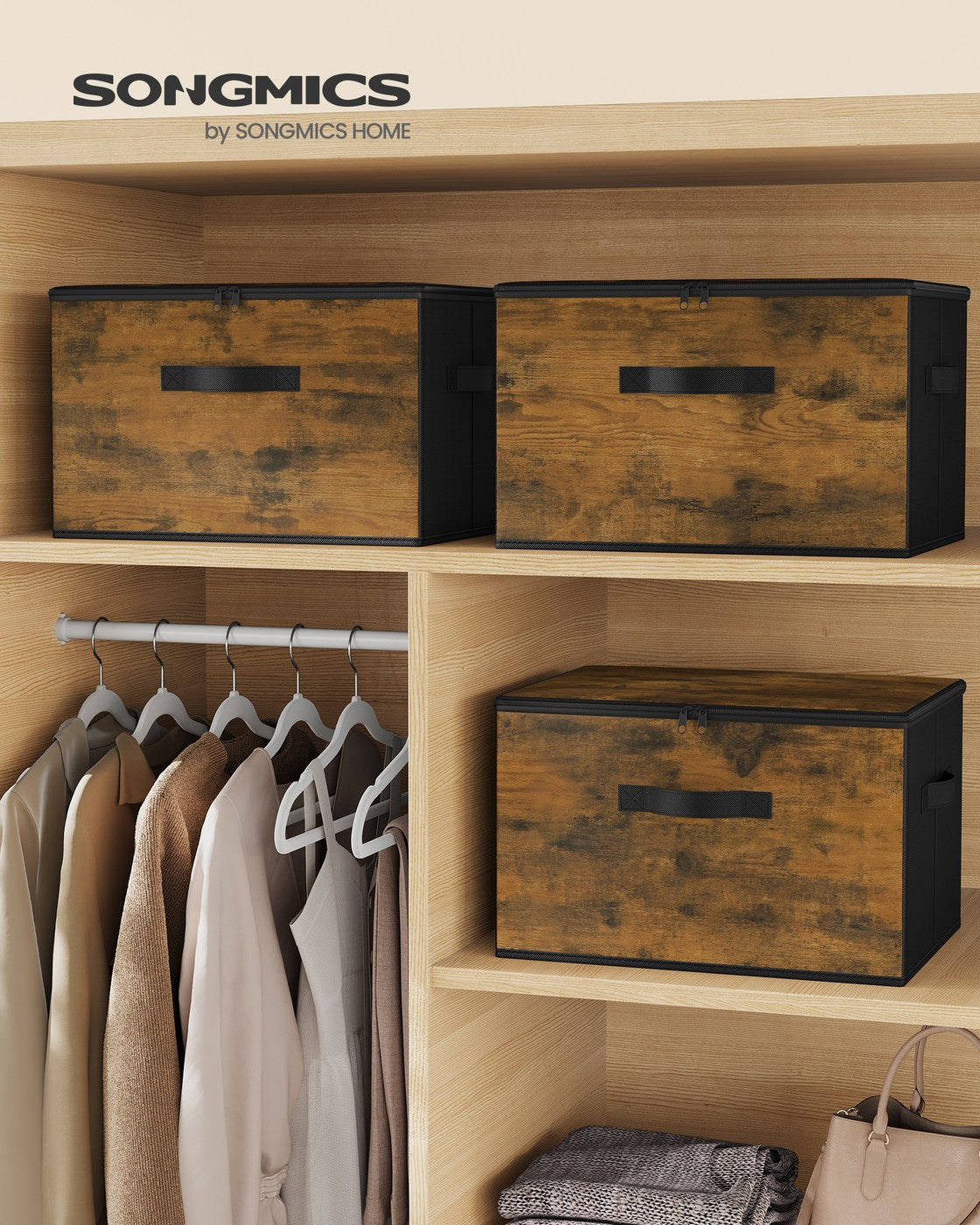 Foldable Storage Organizer Boxes, Set of 3, Black - image 2