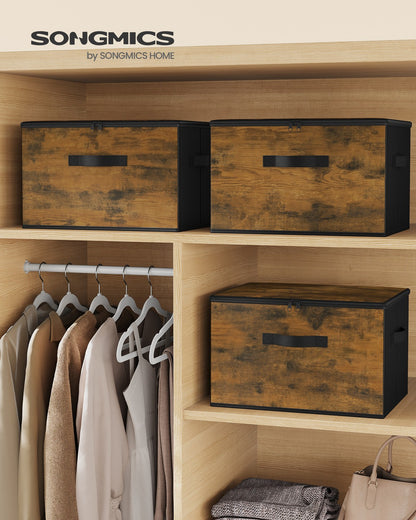 Foldable Storage Organizer Boxes, Set of 3, Black - image 2