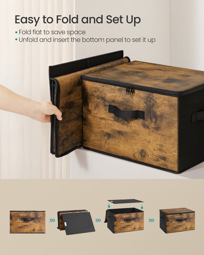 Foldable Storage Organizer Boxes, Set of 3, Black - image 4