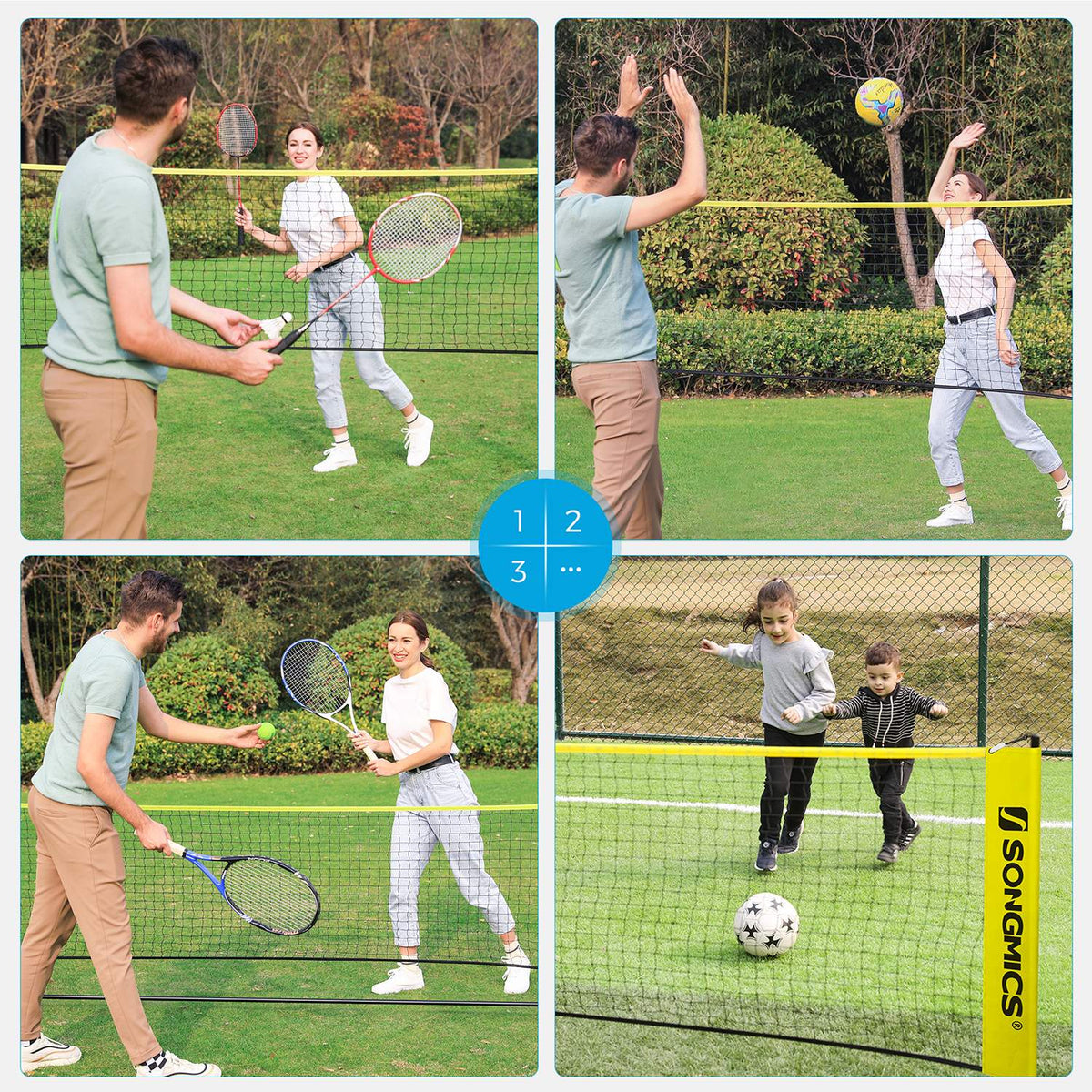Badminton Net Set, Portable Sports Set for Badminton, Tennis, Kids Volleyball, Pickleball