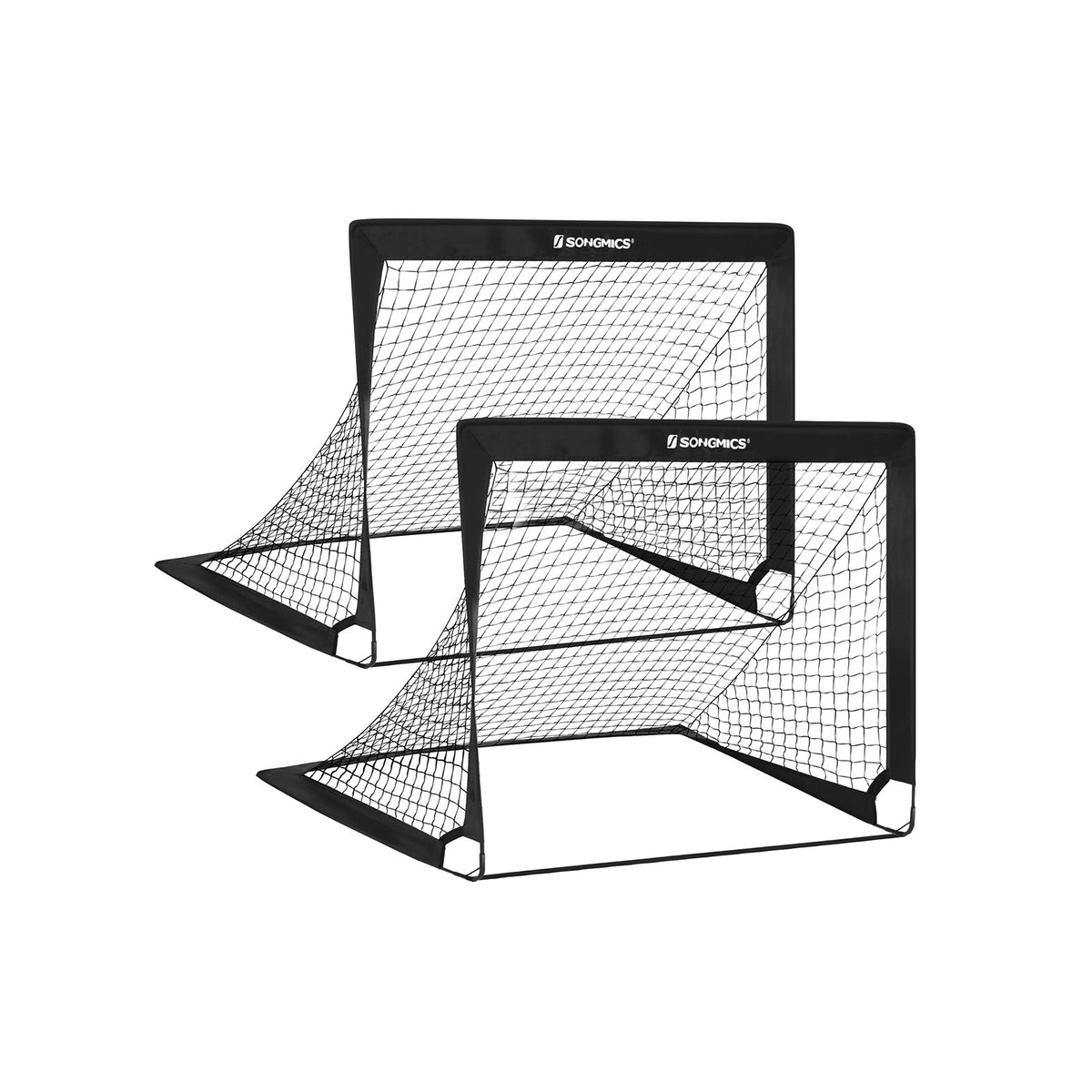 Set of 2 Pop-Up Soccer Goals — Black