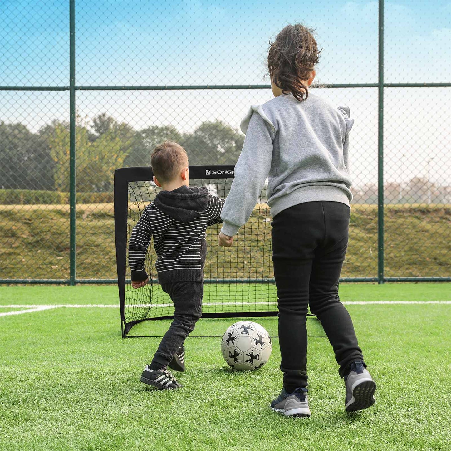 Set of 2 Pop-Up Soccer Goals — Black