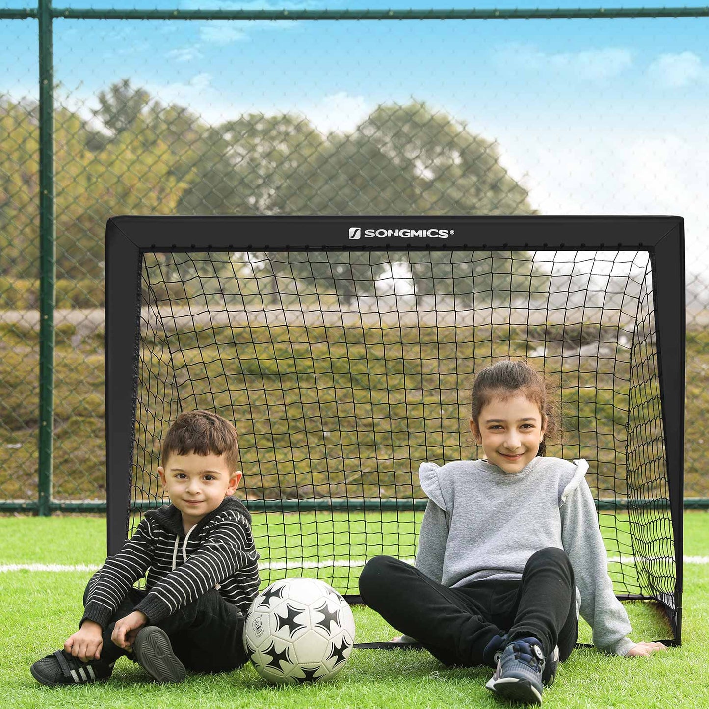 Set of 2 Pop-Up Soccer Goals — Black