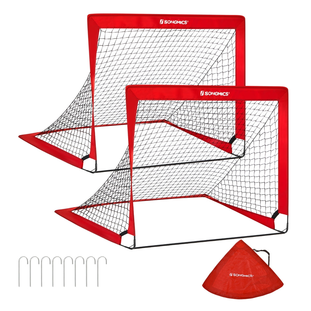 Set of 2 Pop-Up Soccer Goals — Red