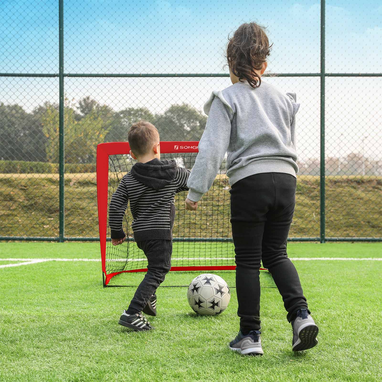 Folding Children's Soccer Goal Set of 2 Red - image 3