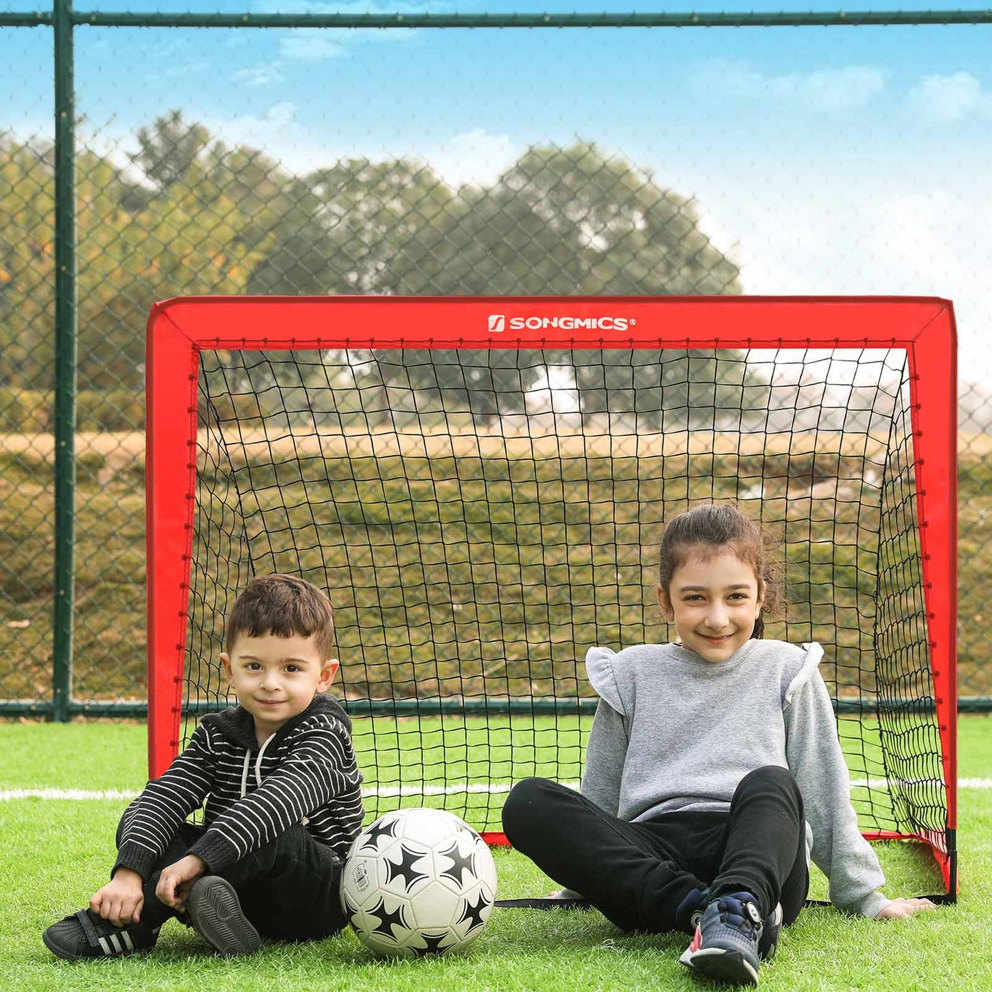 Folding Children's Soccer Goal Set of 2 Red - image 4