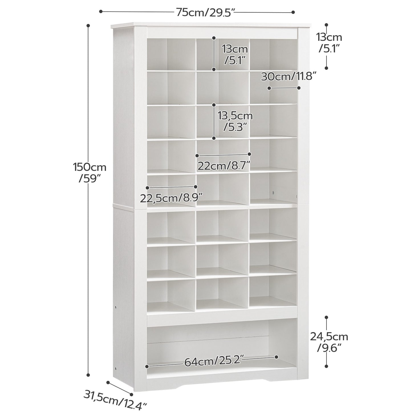 White Tall Shoe Cabinet - HWLEXTRA 