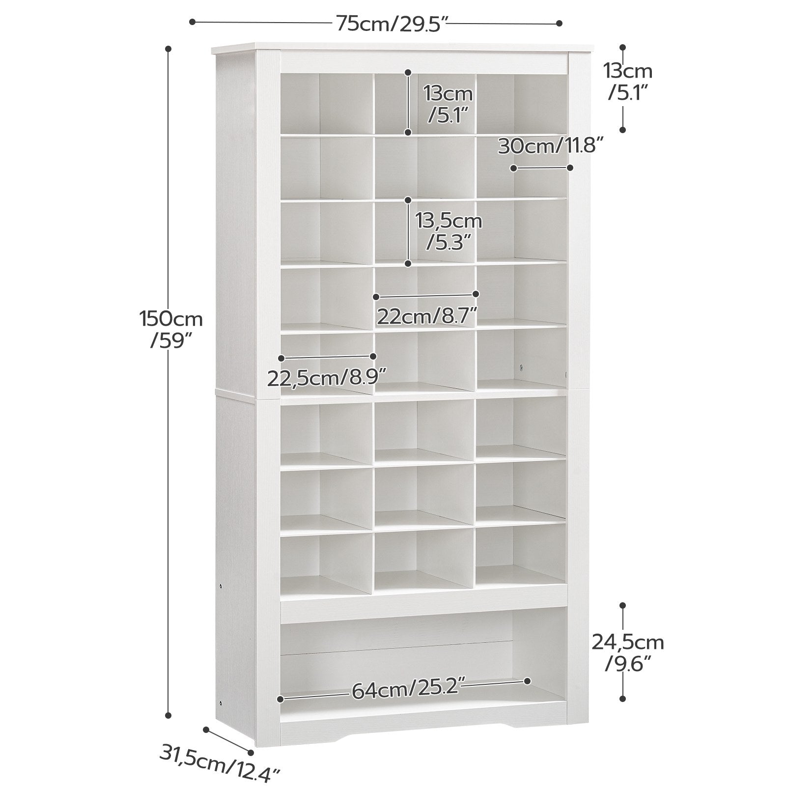 White Tall Shoe Cabinet - HWLEXTRA 