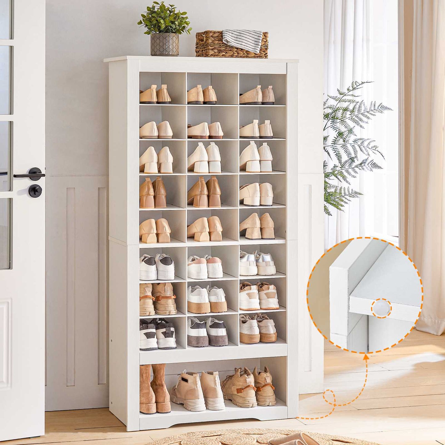 White Tall Shoe Cabinet - HWLEXTRA 