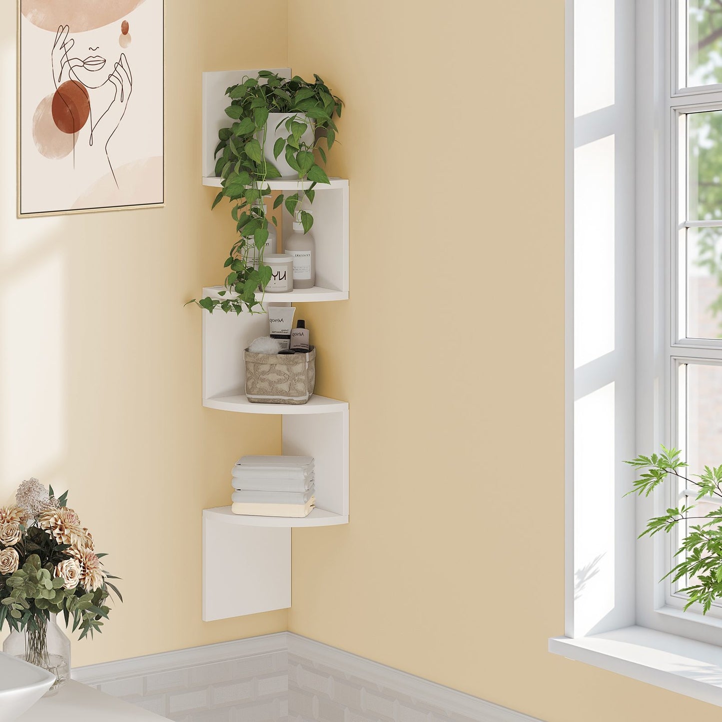 Corner Shelf Wall-Mounted - White