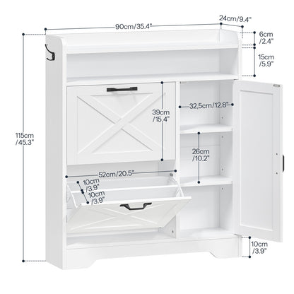 Shoe Cabinet Storage for Entryway - White - HWLEXTRA 