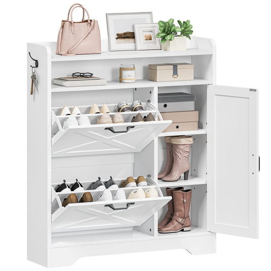 Shoe Cabinet Storage for Entryway - White - HWLEXTRA 