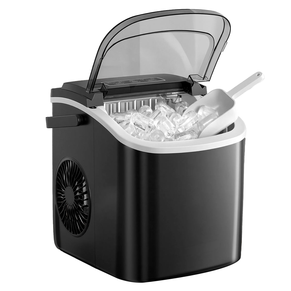 Black Portable Ice Maker with Self-Cleaning Function